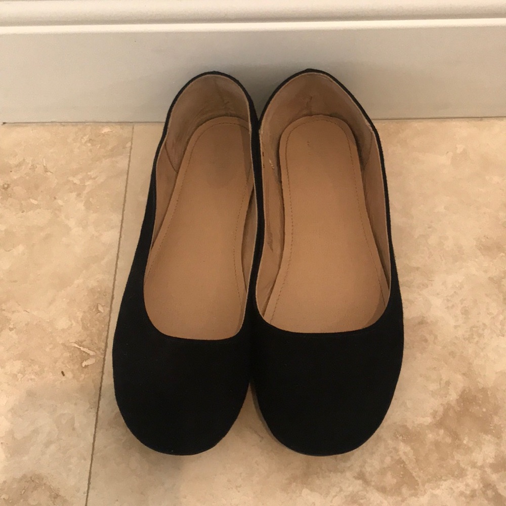 Black suede flats size 9